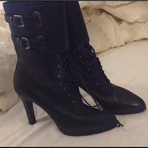 Ralph Lauren Black Leather Heeled Boots